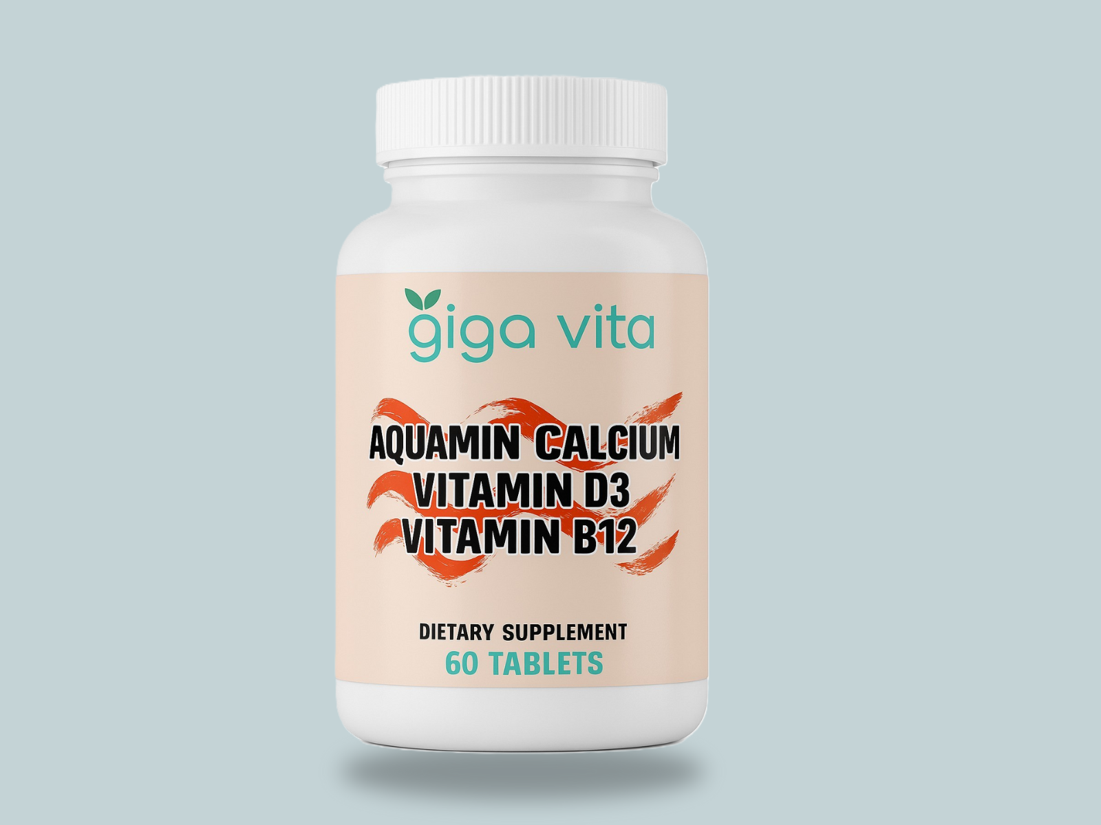 Giga Vita Aquamin® Calcium with Vitamin D3 & Vitamin B12 – Bone, Joint & Energy Support – 60 Tablets – Plant-Based Marine Calcium from Red Algae