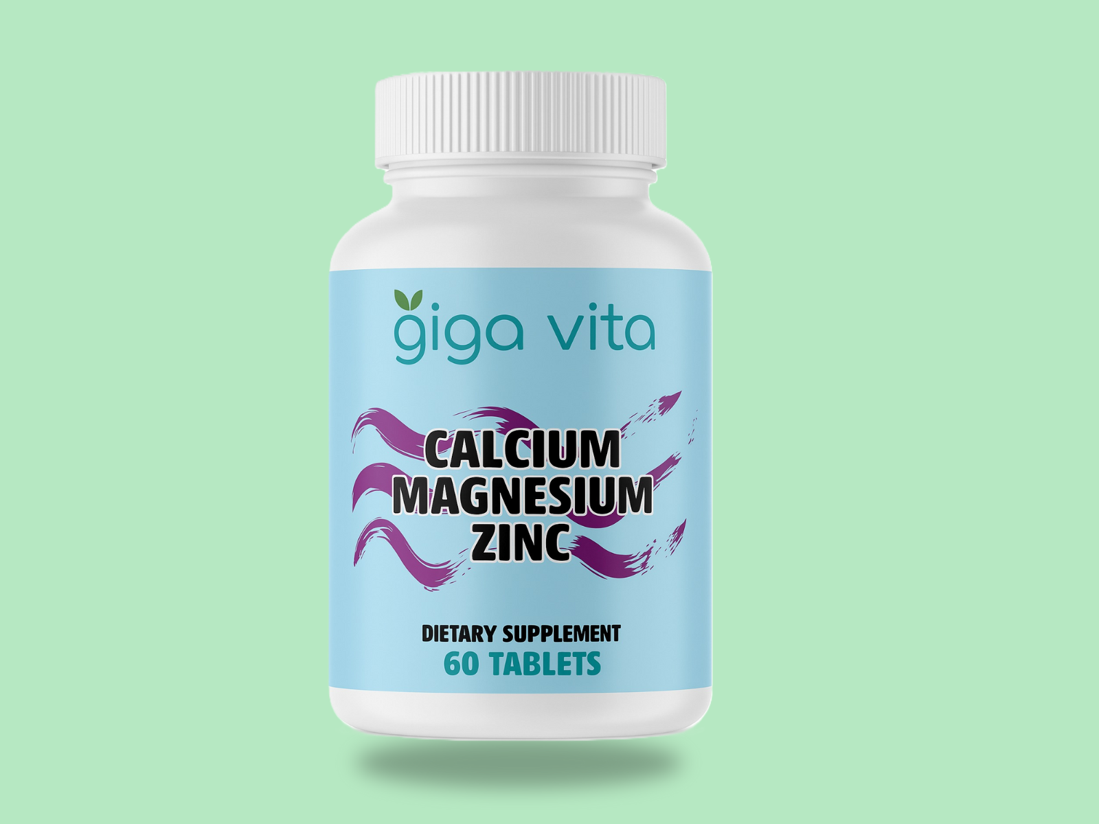 Giga Vita Calcium Supplement with Magnesium & Zinc – Bone & Immune Support – 60 Tablets