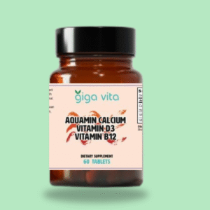 Giga Vita Calcium Supplement with Vitamin D3 and Vitamin B12, 60 Tablets
