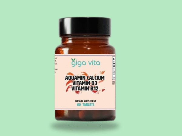 Giga Vita Calcium Supplement with Vitamin D3 and Vitamin B12, 60 Tablets